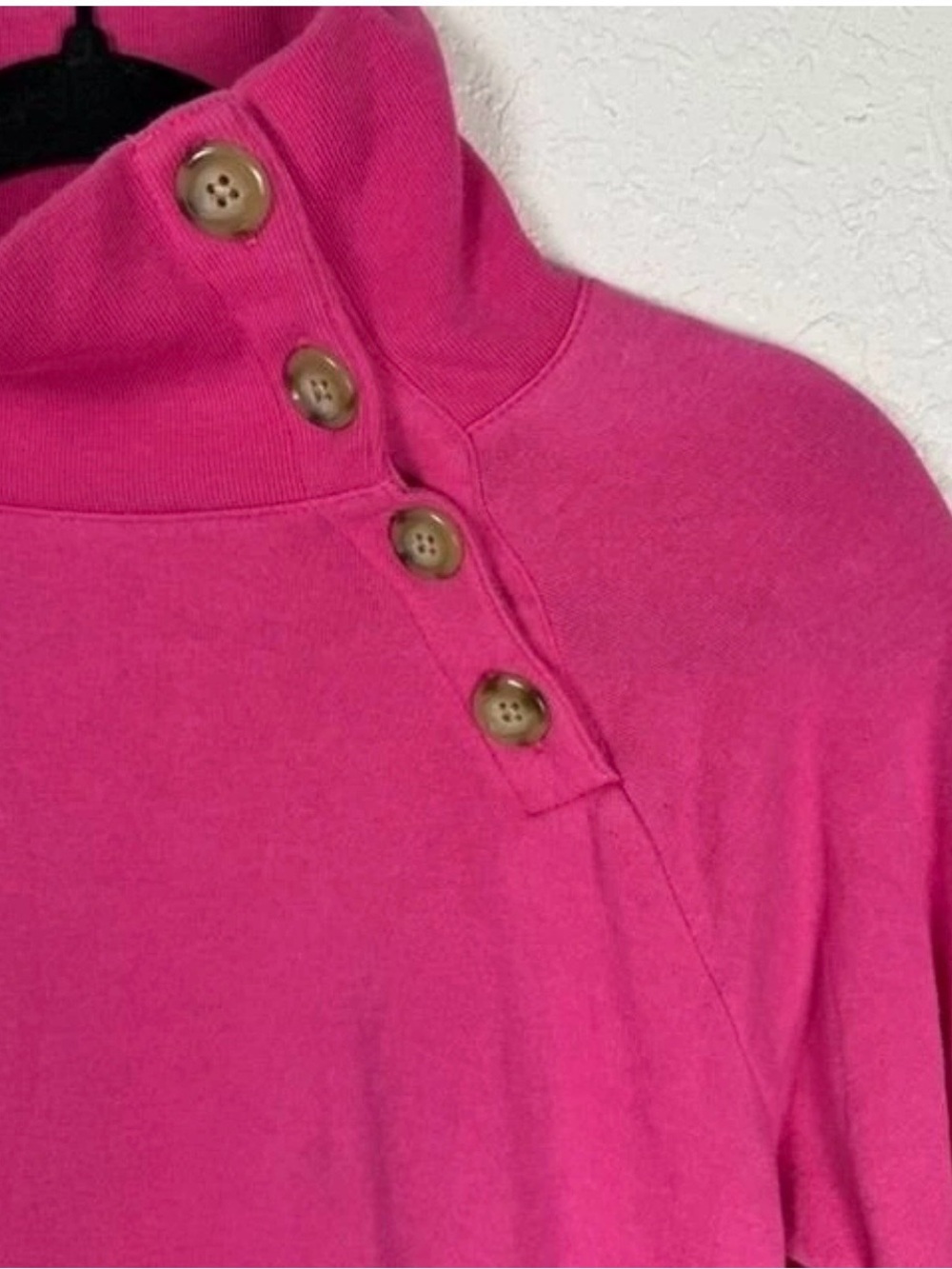 J. Crew Pink Asymmetric Button Turtleneck Sweater - Picture 3 of 6